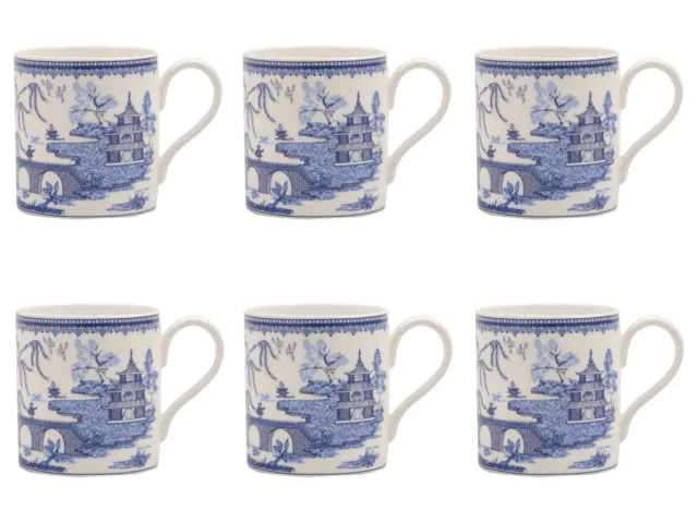 Set of 6 Blue Willow Mugs Fine Bone China Tea Coffee Cup Mug Milk Tableware Gift