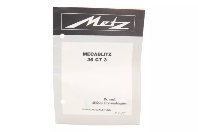 Mode D 'em Ploi Metz Mecablitz 36 CT 3 36-CT-3 36ct3 Instructions