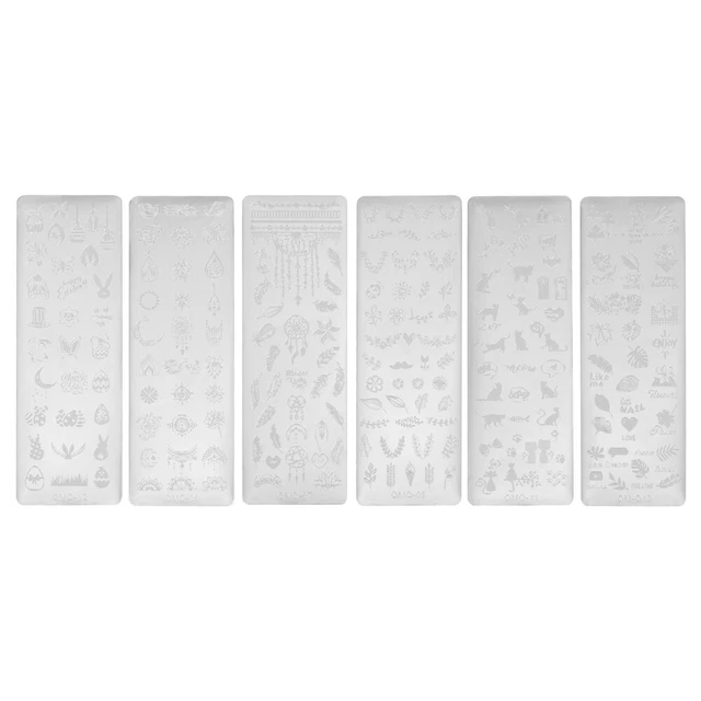 6 Pcs Modèle De Manucure Modèle D'impression D'ongles Décor De Noël Lapin