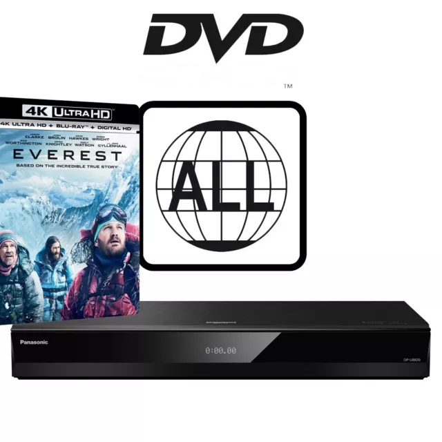 Panasonic Blu-ray Player DP-UB820 MultiRegion for DVD 4K inc Everest UHD