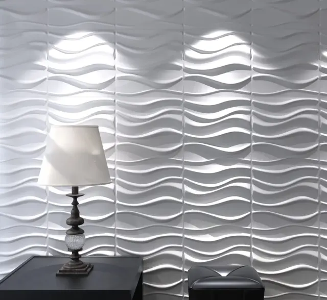 Decorative 3D Wavy Wall Panel Design Pack of 12 Tiles 32 Sq.Ft (Plant Fiber)