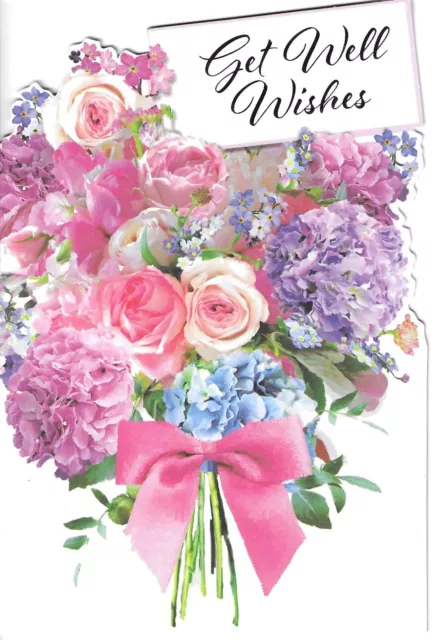 Get Well Wishes Greeting Card 7"X5" Flower Bouquet
