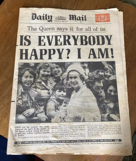 Original Daily Mail Newspaper -8th June 1977 - Queen Elizabeth II Silver Jubilee