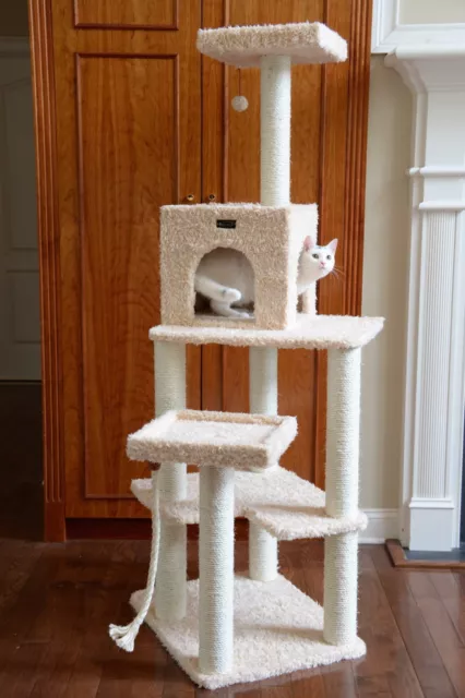 69" Armarkat Cat Tree Condo Bed Perch Play House Scratching Post Beige A6902