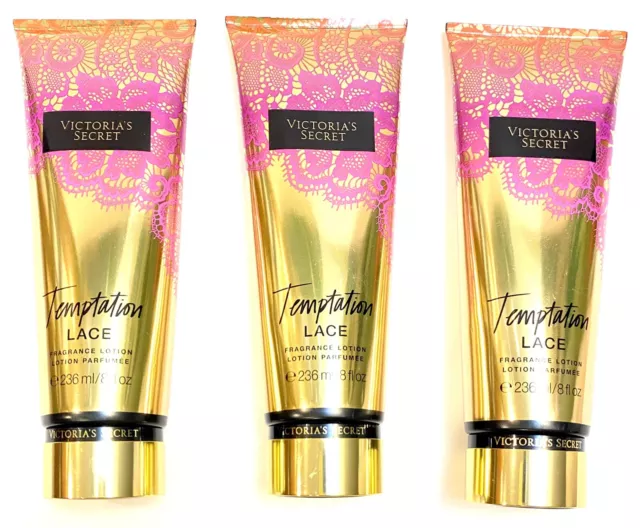 Lot Of 3 Tubes Victorias Secret Temptation Lace Fragrance Lotions Passion Fruit