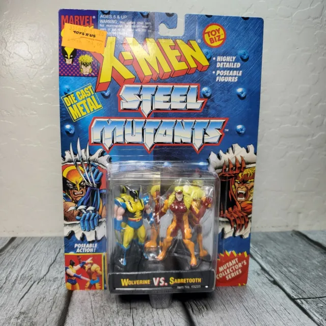 ToyBiz Marvel X-Men Steel Mutants Wolverine VS Sabretooth Diecast 2.5" Figures