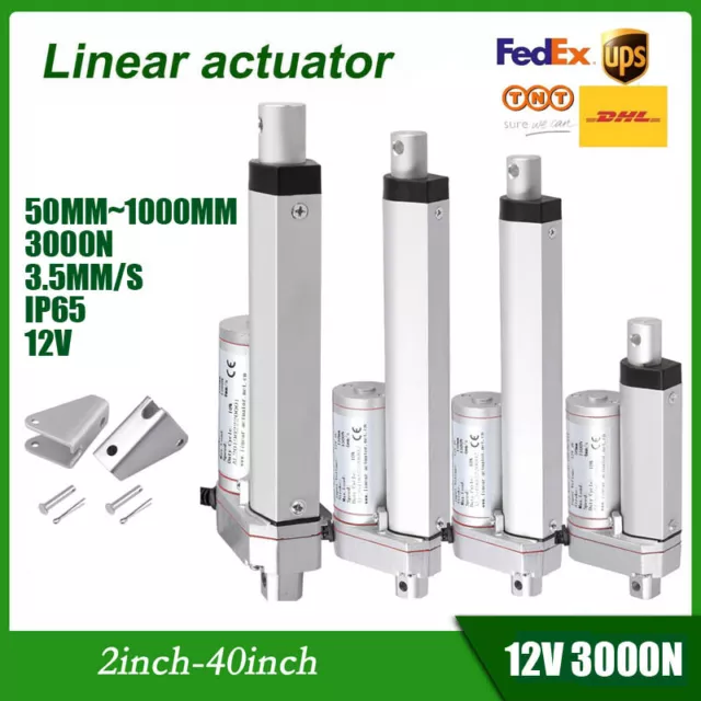 Electric Linear Actuator Motor DC 12V 24V 3000N 660lb Heavy Duty 2"~40" Stroke