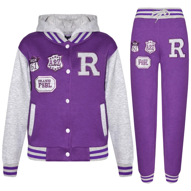 Bambini Ragazzi Baseball R Fox Violetto Tuta Cappuccio Varsity Giacca &