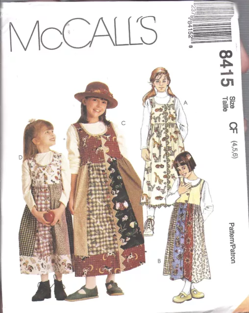 8415 UNCUT McCalls SEWING Pattern Girls Front Button Jumper Gored Skirt OOP SEW