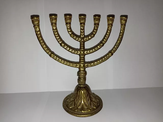 Menorah Siebenarmiger Leuchter Metall Messing ? Bronze ? Menora Höhe: 20 cm **