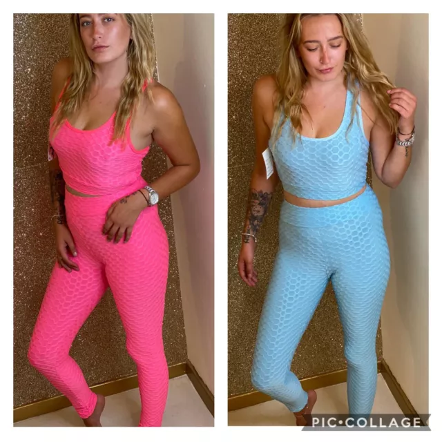 Womens textured crop top and leggings activewear - sizes 6-14