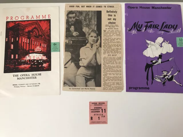 2x Opera House Manchester 1960s Vintage Programmes-My Fair Lady & Critics Choice