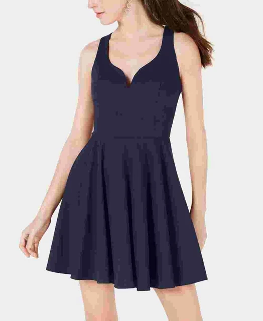 B Darlin Women's V Neck Fit & Flare Dress Navy Size 11/12