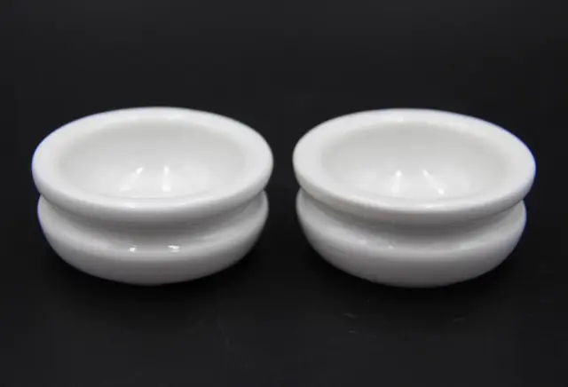Pair of Pillivuyt White Porcelain Salt Cellars or Butter Pats Made in England
