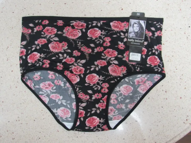 Kathy Ireland Black Floral Second Skin Granny Brief Panties 10 3Xl Sissy Nwt