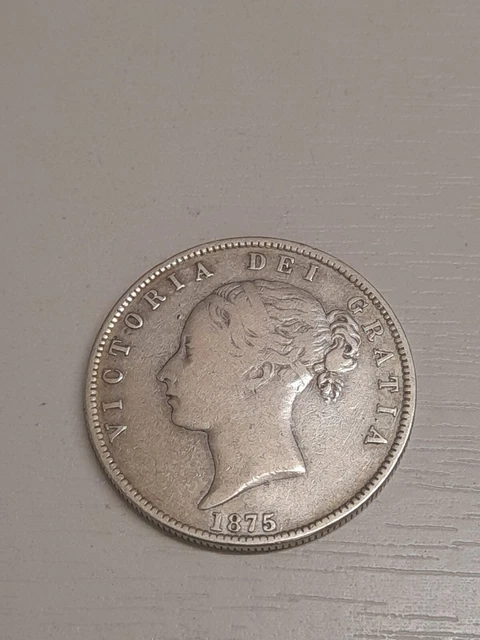 1875 QUEEN VICTORIA Silver Half Crown.  F/27
