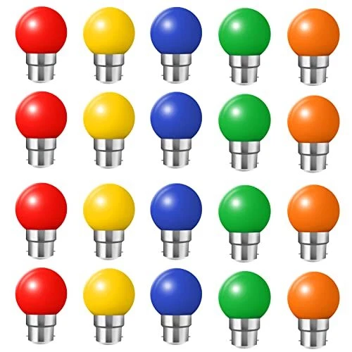 Huamu Lot de 20 ampoules led couleur b22 ampoules baïonnette 2w Rouge Jaune O...