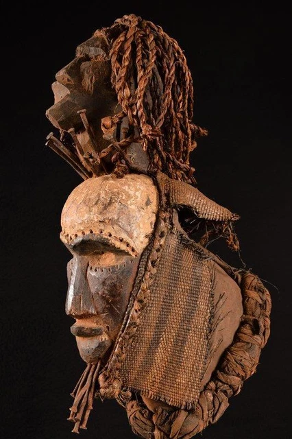 22155 A Primitive African Bakongo Helm Mask DR Congo
