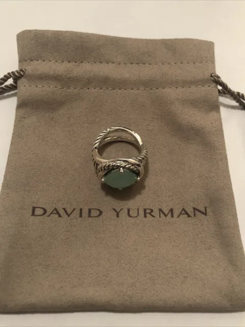 David Yurman Infinity Ring with Aqua Chalcedony