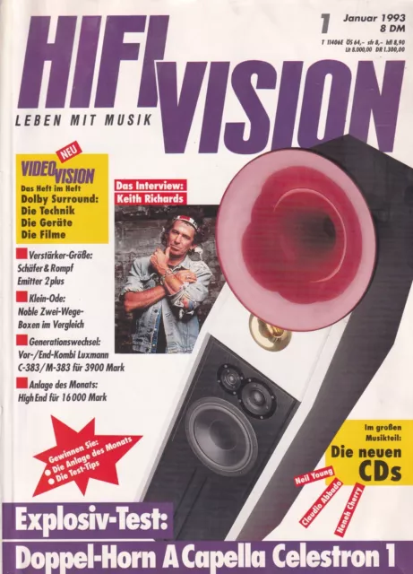 HIFI VISION  1/1993 - Leben mit Musik - Neil Young, Keith Richards, Neneh Cherry