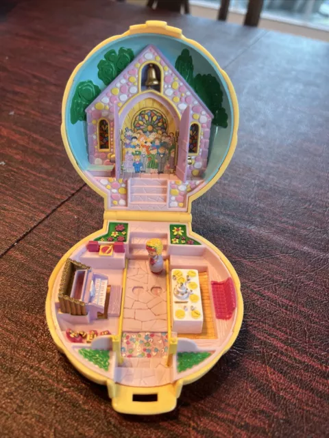 Polly Pocket Bluebird 1989 Yellow Vintage Wedding Chapel Shell Case NO Dolls