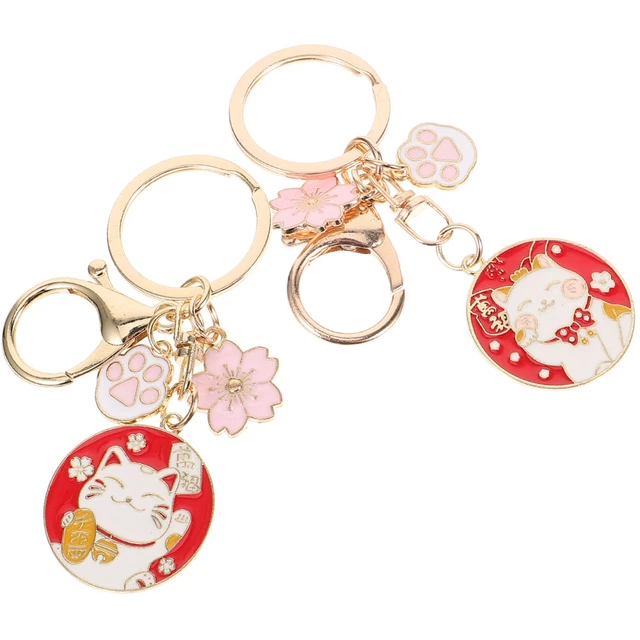 2 pz Portachiavi Cartoni Cartoni Gatto Stile Giapponese Portachiavi Fortuna per