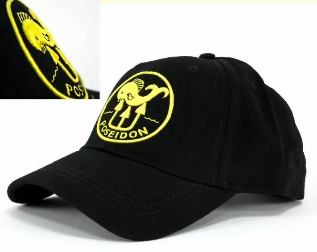 Poseidon Base Cap Fish gelb gesticktes Logo Schirmmütze schwarz black All Good N 2
