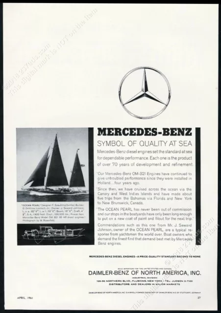 1961 Mercedes Benz diesel marine boat engine yacht photo vintage print ad