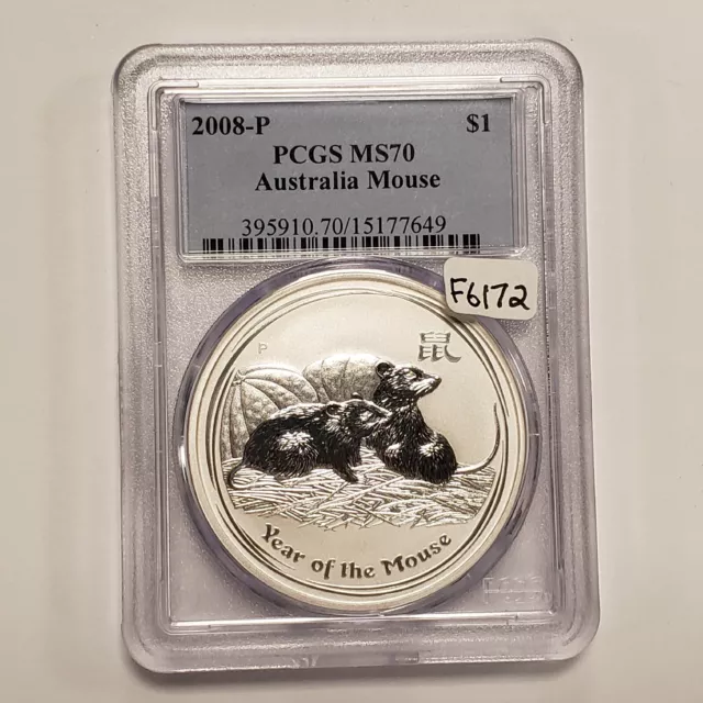 2008-P $1 Australia Year of the Mouse - PQ - PCGS MS 70 - SKU-F6172