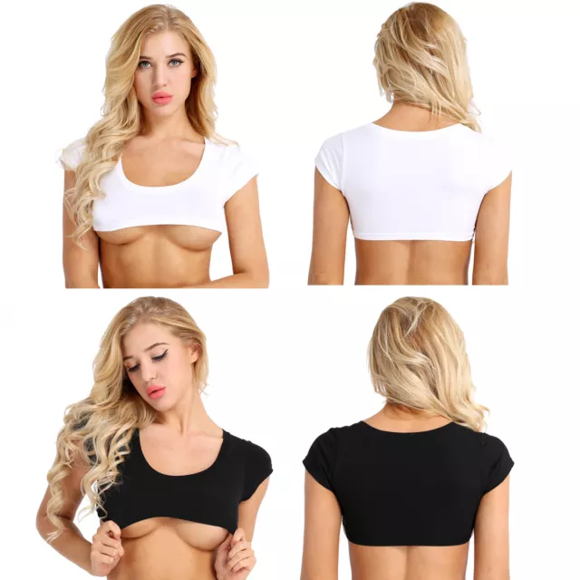 SEXY WOMEN PURE Color Crop Tops Girl Print Letter Extreme Cropped Short  Tees Bra $8.27 - PicClick