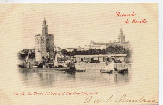 Tarjeta postal Sevilla Torre del oro y Rio Guadalquivir facsimil (CG-929)