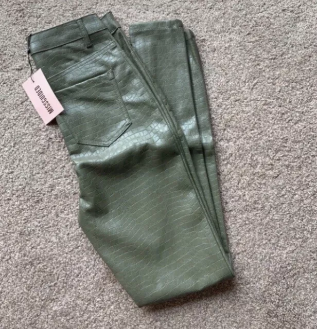 UK10 MISSGUIDED BLACK Croc Faux Leather High Waisted Skinny Leg Trousers RRP 35 12.99 PicClick UK