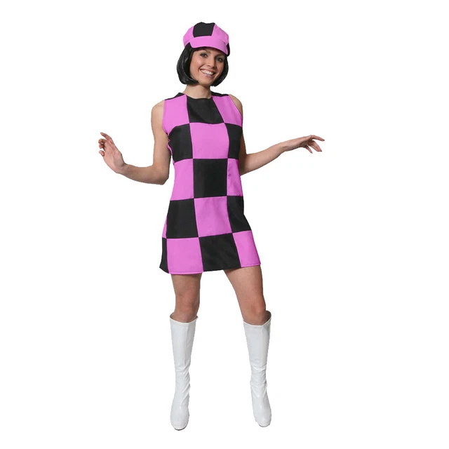 60'S PARTY GIRL Dress Costume Pink And Black 1920S Adults Ladies Fancy Dress  10.99 - PicClick UK