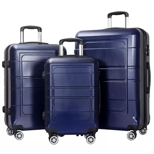 3 Piece Luggage Set Travel Trolley (20/24/28") Business Hard-Shell Suitcase USA