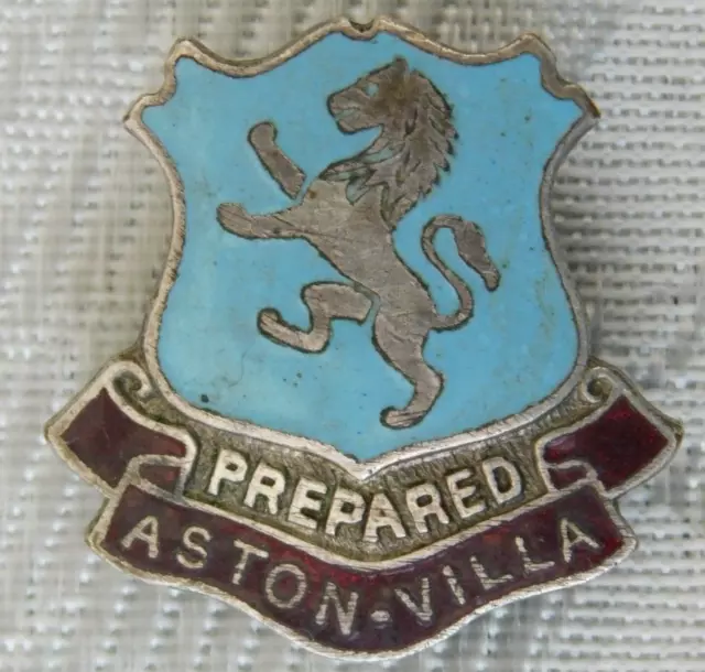 Vintage Silver ? Aston Villa Fc Football Club Supporters Enamel Buttonhole Badge