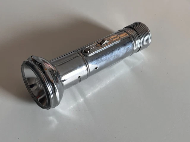 Lampe Année 60 chrome et faïence Vintage Bleu/Noir