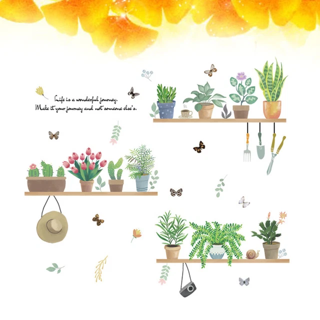 Plantes Vertes Stickers Muraux En Vinyle Amovible Art Stickers Muraux pour