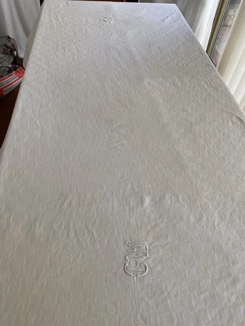 Belle nappe vintage monogrammes brodés GD - Le Grenier de Lisette
