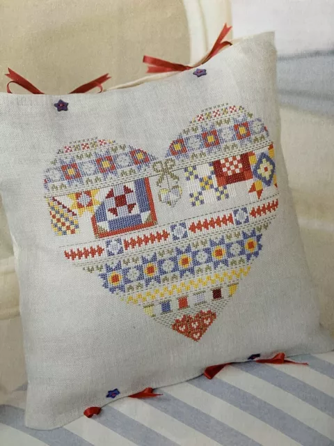 Patchwork Summer Patchwork Heart Sampler Seasonal Cushion Cross stitch chart