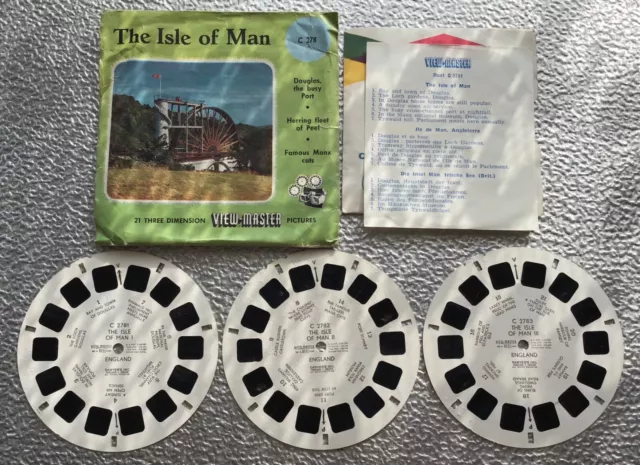 THE ISLE OF MAN,RARE VIEW MASTER REELS x 3,FULL SET.C2781,C2782,C2783.EX CONDITI