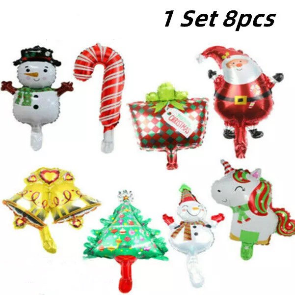 8Pcs Christmas Foil Balloons Santa Claus Balloon Xmas Party Birthday Decoration