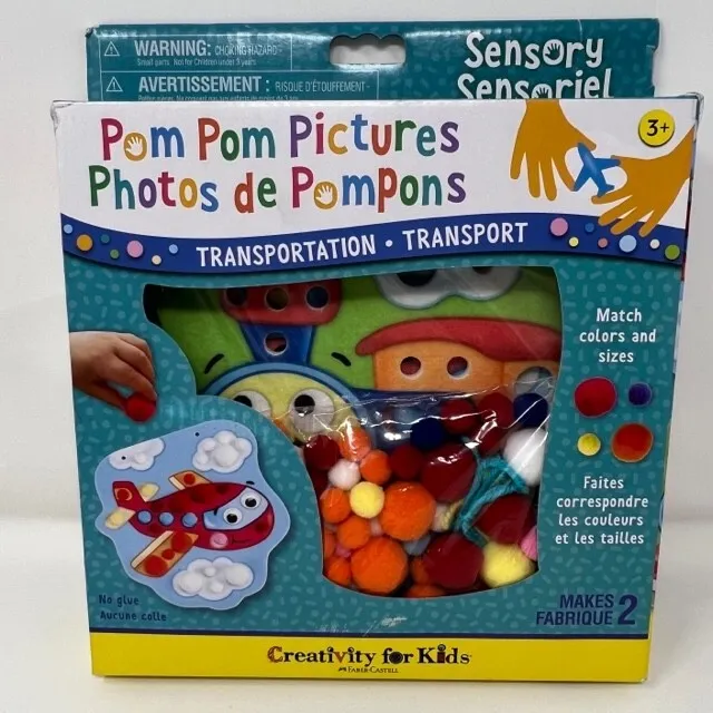 Creativity For Kids Pom Pom Pictures Transportation With Storage Bag Plane Train