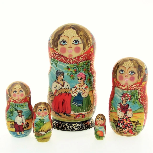 EXCEART Poupée russe de Noël en bois empilable avec Père Noël, élan