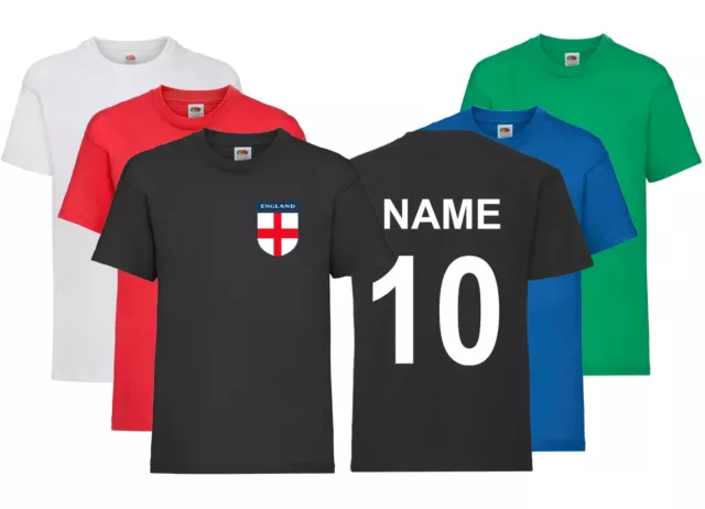 England Football Personalised Kids T Shirt Boys Girls Name Age Retro Gift Tee CR