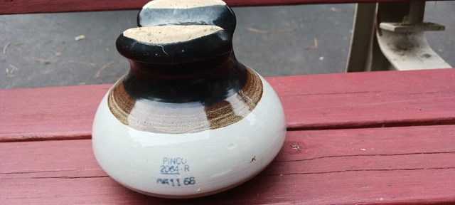 Vintage Pinco Ceramic Electric Insulator, Saddleback Style 2060-R  Brown & Gray