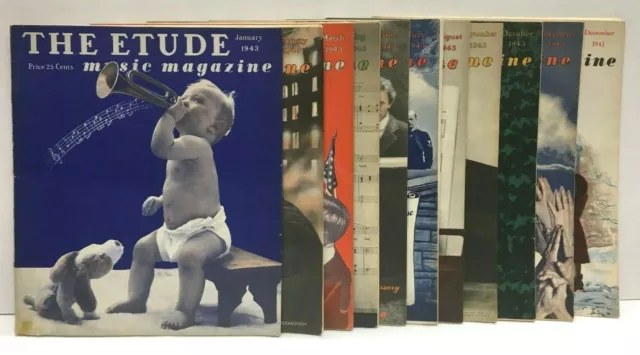 Etude Music Magazines - 11 Issues from 1943