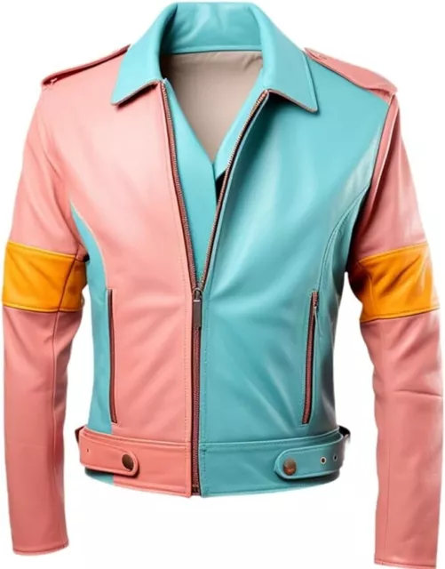 New Women's fashion leather Real Pu Faux Retro Bomber Multicolor Leather Jacket