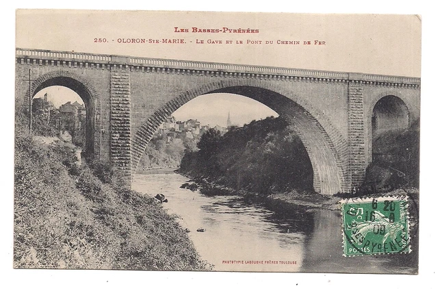 oloron-ste-marie  le gave et le pont du chemin de fer