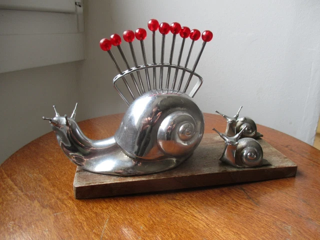 Set De Piques à Escargot En Métal Chromé - Support Inclus - Vintage