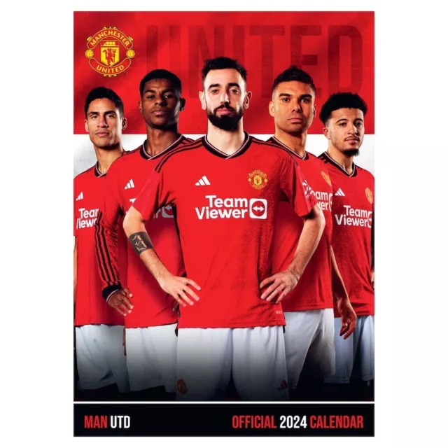 OFFICIAL MANCHESTER UNITED FC 2024 Calendar Month View A3 Wall Hang Man